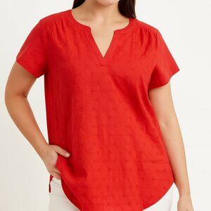 St. John's Bay Eyelet Top - Size Small - Vermillion Red - NWT